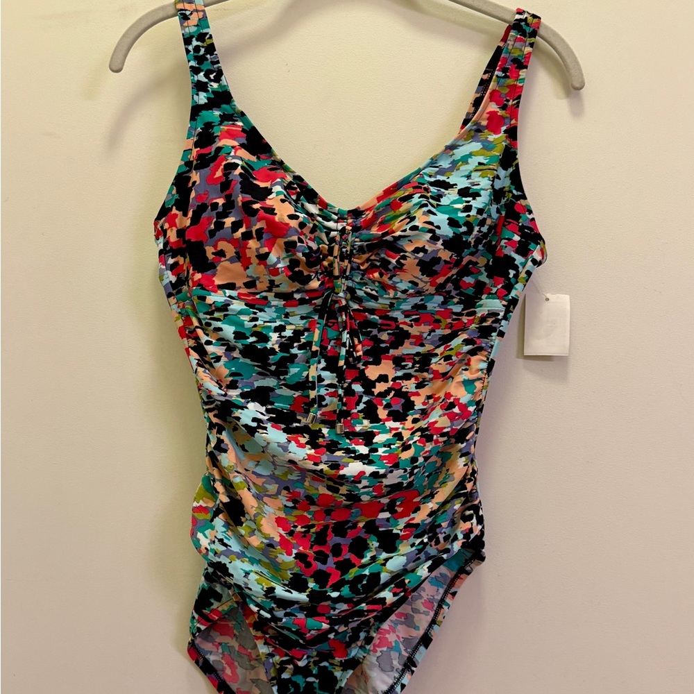 Colorful Tie-Front One Piece Swimsuit